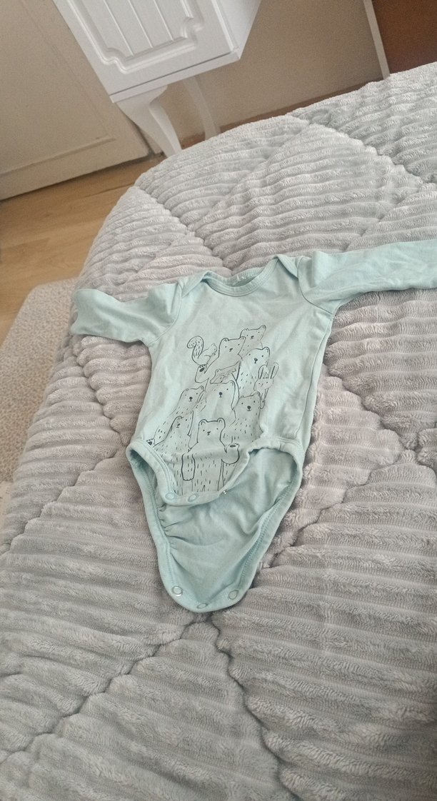 Uzun Kollu Gri Bebek Çıtçıtlı Body - Görsel 2