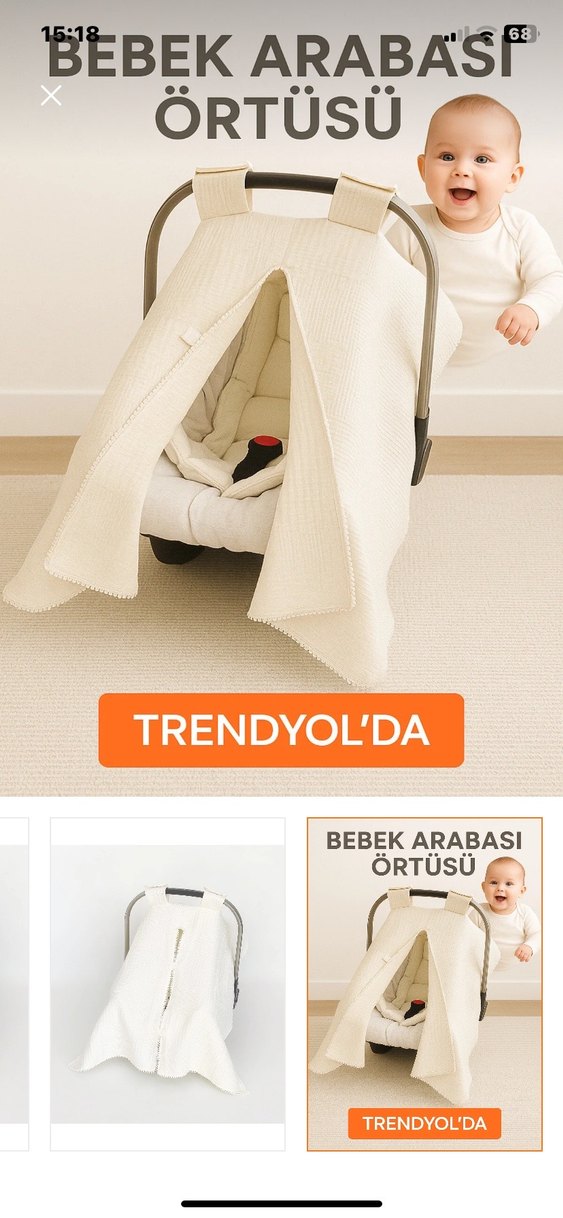 Beyaz Bebek Oto Koltuğu Örtüsü - Görsel 2