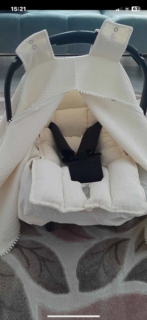 Beyaz Bebek Oto Koltuğu Örtüsü - Görsel 3