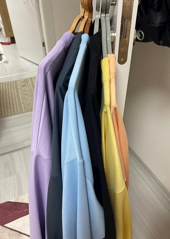 Pastel Renkli Kadın Pamuklu Sweatshirt - Görsel 3