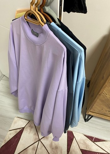 Pastel Renkli Kadın Pamuklu Sweatshirt - Görsel 5