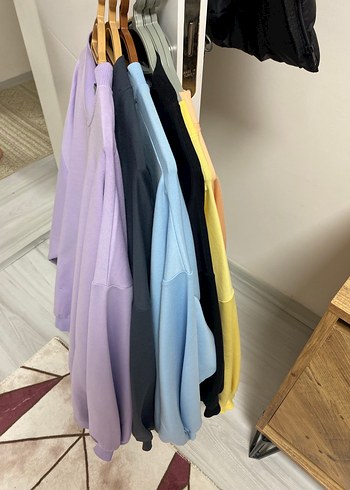 Pastel Renkli Kadın Pamuklu Sweatshirt - Görsel 4