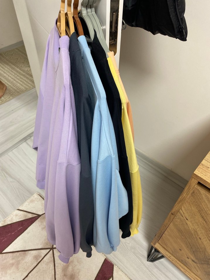 Pastel Renkli Kadın Pamuklu Sweatshirt - Görsel 4