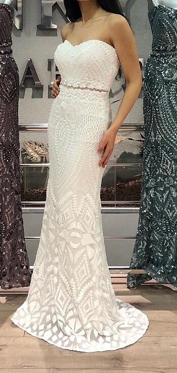 Yeni sezon pulpayet tasarım ekru abiye sünnet,düğün,nikaha özel