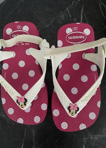 22 Beden Kız Çocuk Renkli Minnie Mouse Terlik havaianas