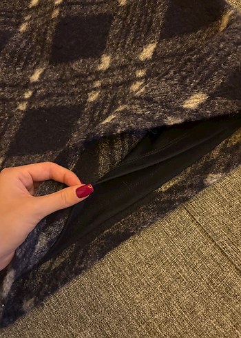 s Beden lacivert Renk KOTON Mini Yünlü Kalem Etek