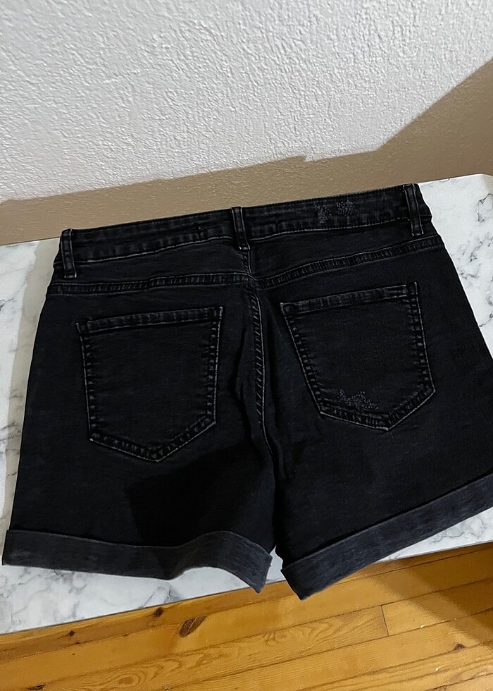 siyah kot şort - Görsel 4