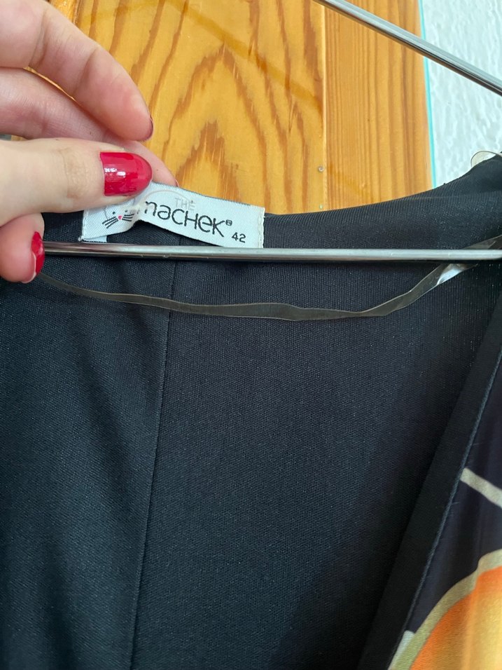 Bohem Renkli Desenli V Yaka Mini Elbise - Görsel 4