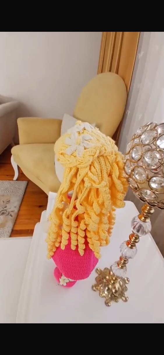 Pembe Örgü Amigurimi Bebek Oyuncak - Görsel 3