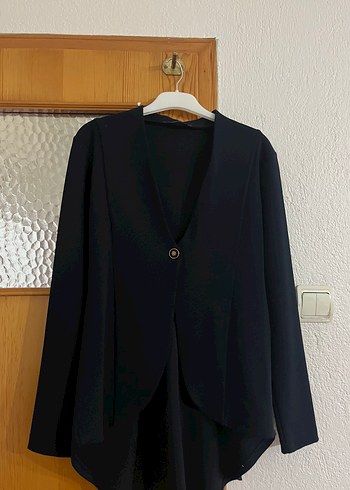 Düğmeli Siyah Kadın Blazer Ceket - Görsel 2