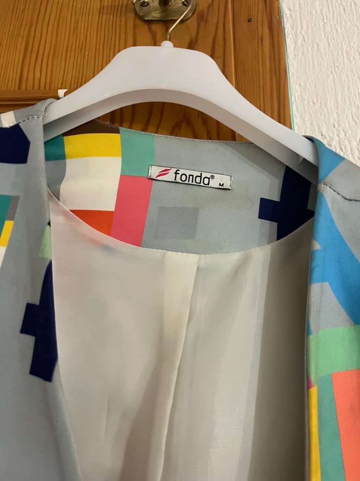 Renkli Baskılı Mini Kadın Blazer Ceket - Görsel 3