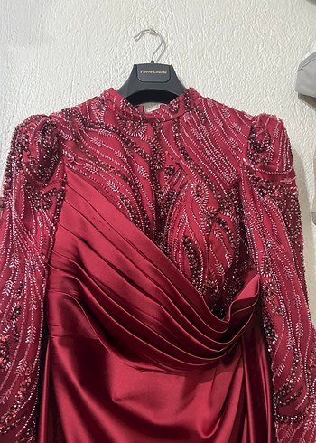 Bordo Abiye Elbise - Görsel 5