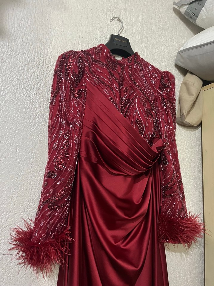 Bordo Abiye Elbise - Görsel 3