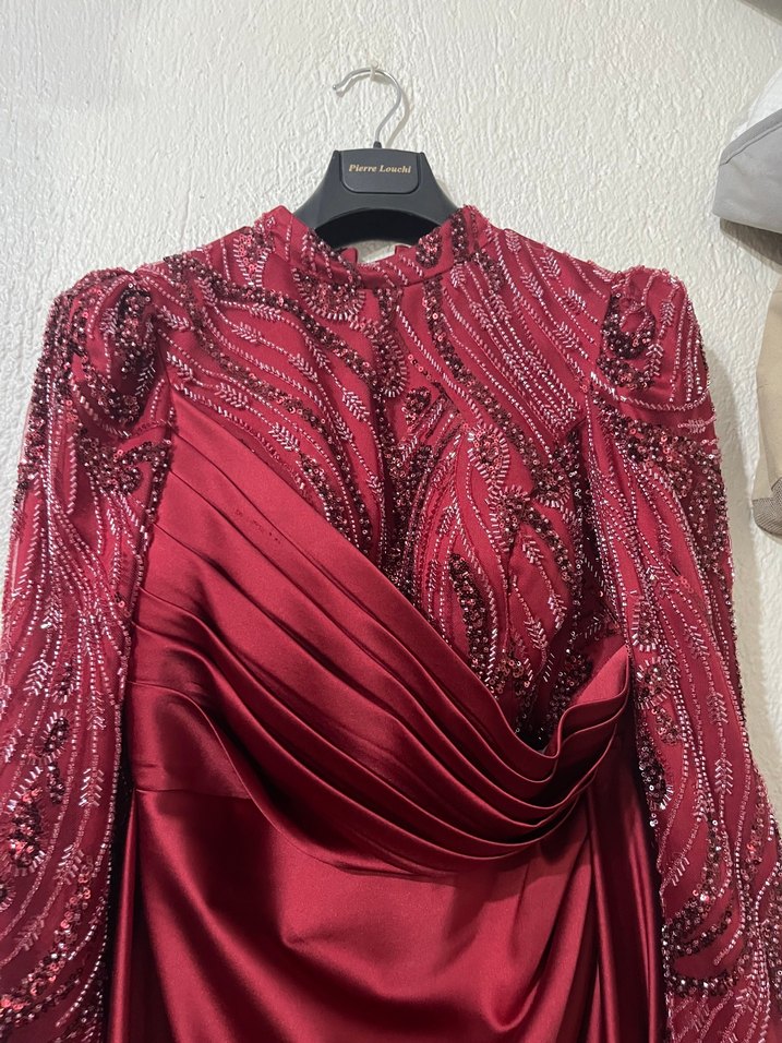 Bordo Abiye Elbise - Görsel 5