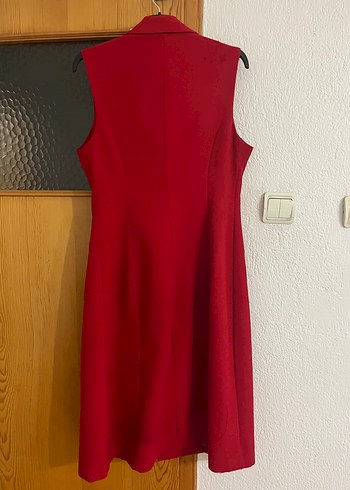 Kırmızı Düğmeli Uzun Kadın Yelek - Görsel 5