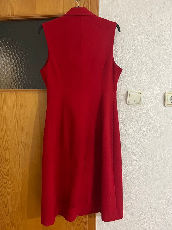 Kırmızı Düğmeli Uzun Kadın Yelek - Görsel 5