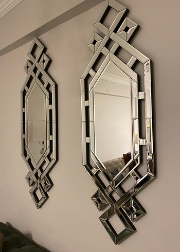Gri Dekoratif Geometrik Ayna