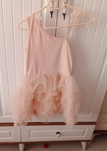 Pembe Kız Çocuk Fırfırlı Straplez Elbise - Görsel 3