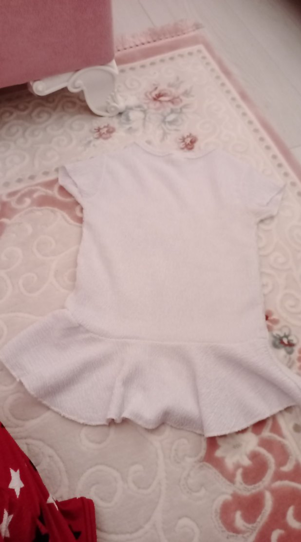 Kız Çocuk Beyaz Nakışlı Pamuk Elbise - Görsel 2