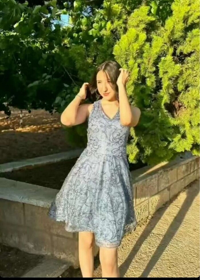 Mavi Desenli Elbise Abiye - Görsel 3