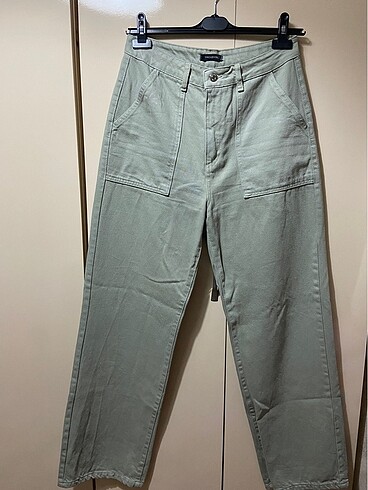 40 Beden çeşitli Renk Taş cep detaylı yüksek bel Wide Leg Jeans