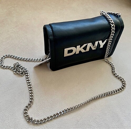 DKNY Logolu Siyah Deri Çanta