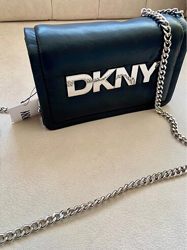 DKNY DKNY Logolu Siyah Deri Çanta