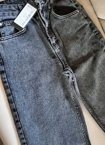32 Beden gri Renk Antrasit wide leg jeans