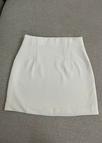 s Beden Zara Beyaz Mini Etek Fermuarlı