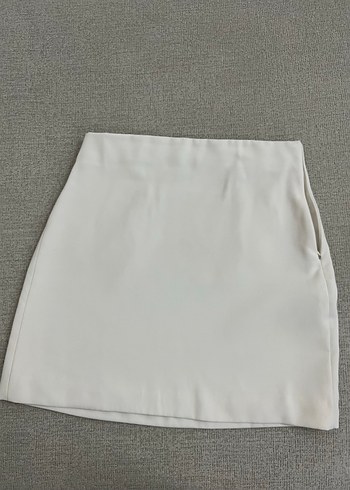 Zara Zara Beyaz Mini Etek Fermuarlı