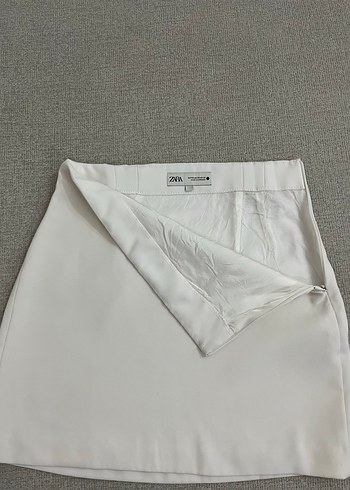 Zara Beyaz Mini Etek Fermuarlı