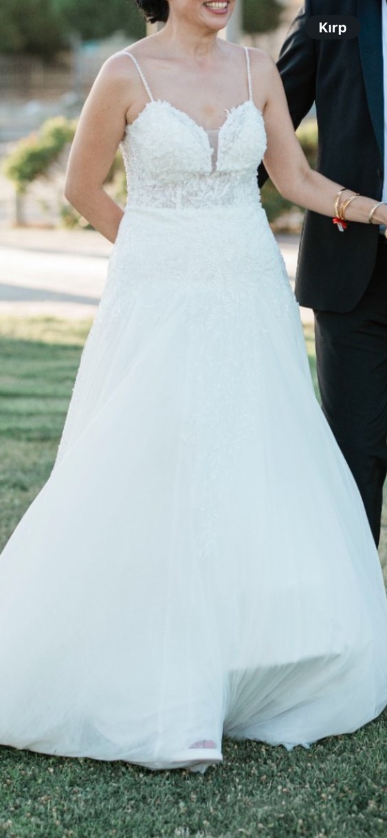 İp askılı işlemeli gelinlik - Görsel 4