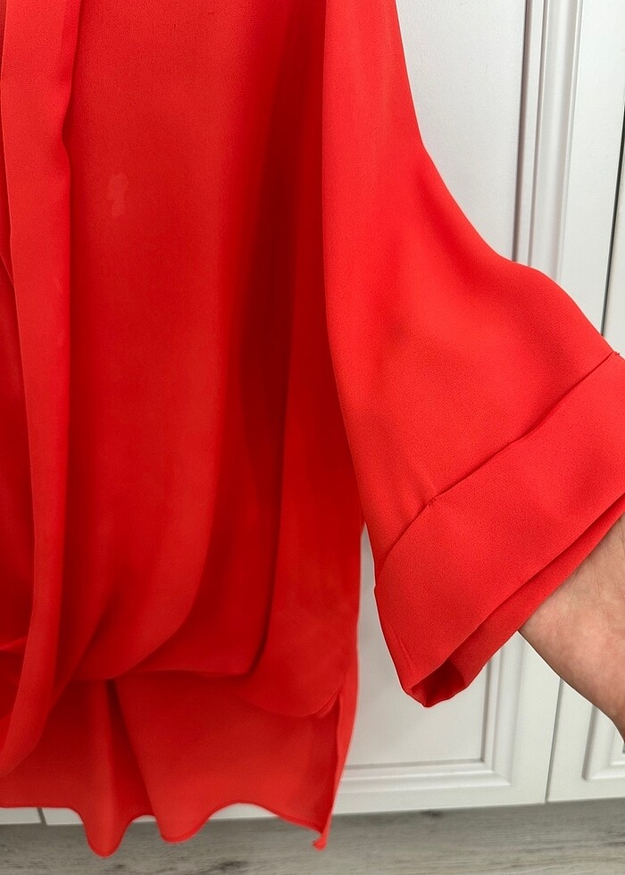 Kruvaze yaka bluz - Görsel 4