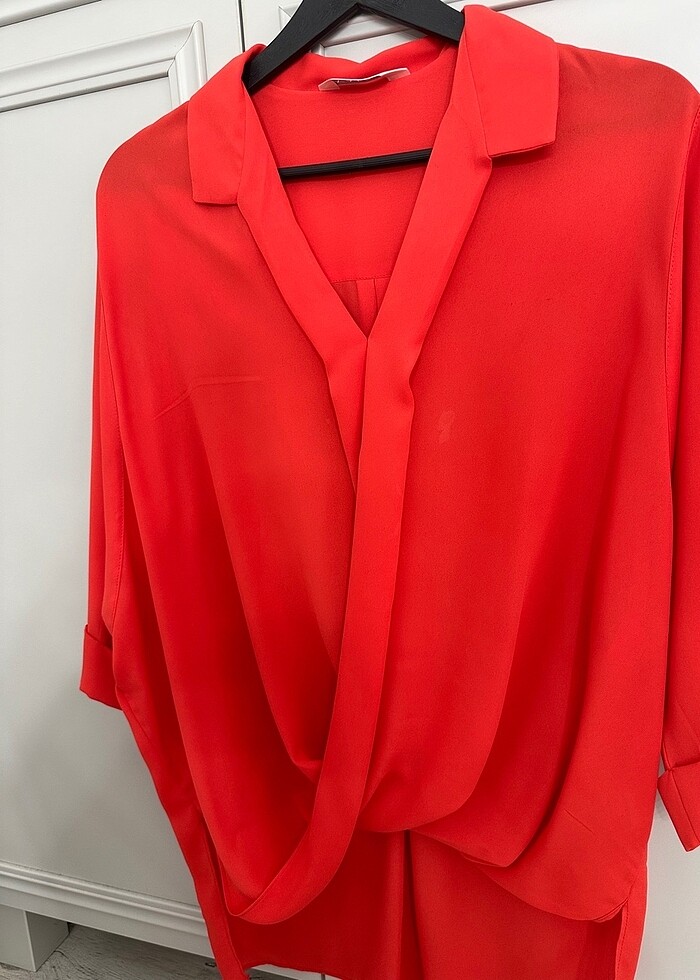 Kruvaze yaka bluz - Görsel 2