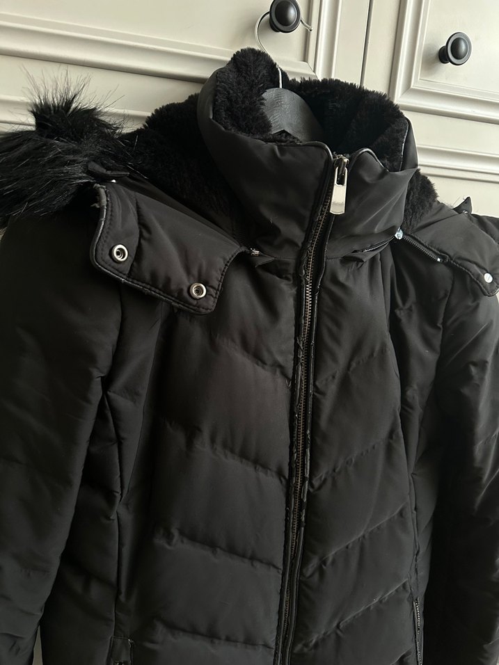 Zara Siyah Kürklü Kadın Kışlık Mont - Görsel 3