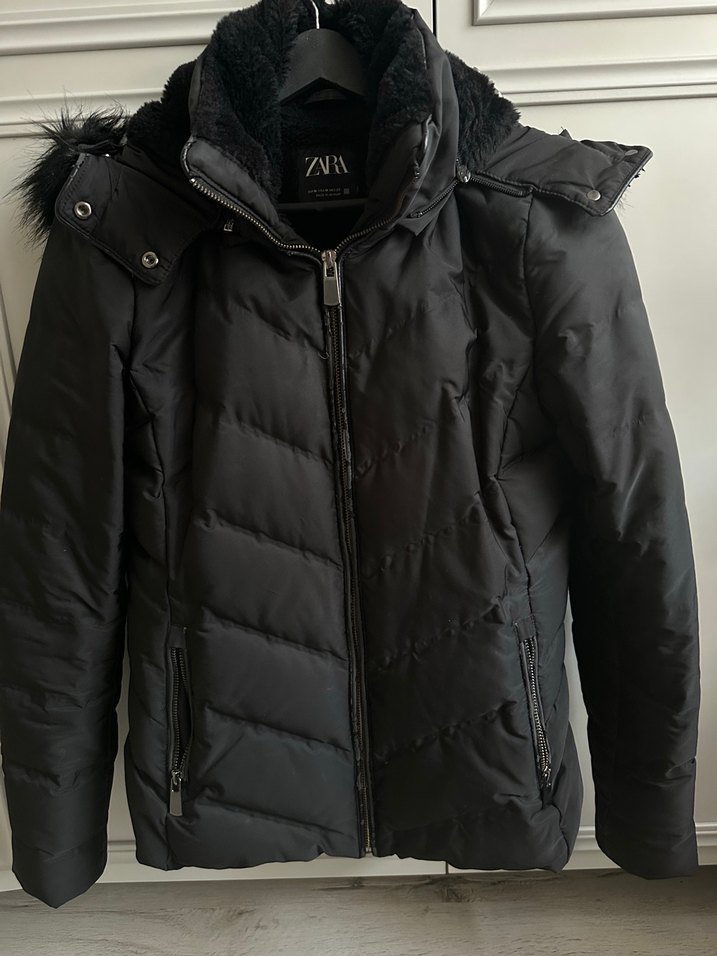 Zara Siyah Kürklü Kadın Kışlık Mont - Görsel 2