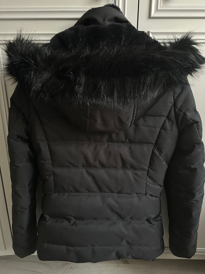 Zara Siyah Kürklü Kadın Kışlık Mont - Görsel 4
