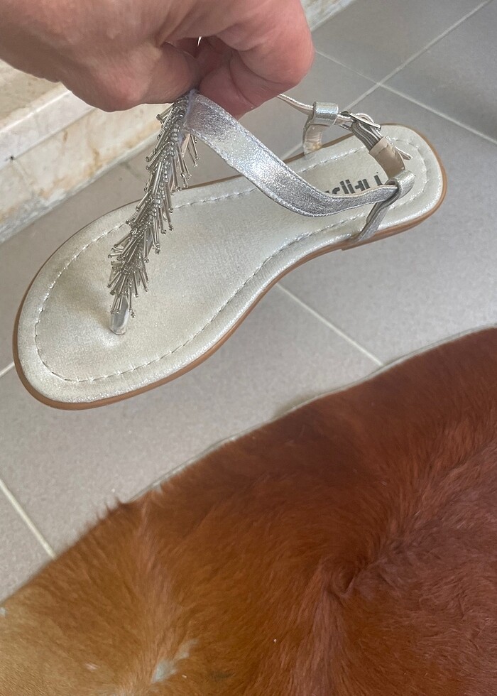 Gümüş rengi sandalet - Görsel 5