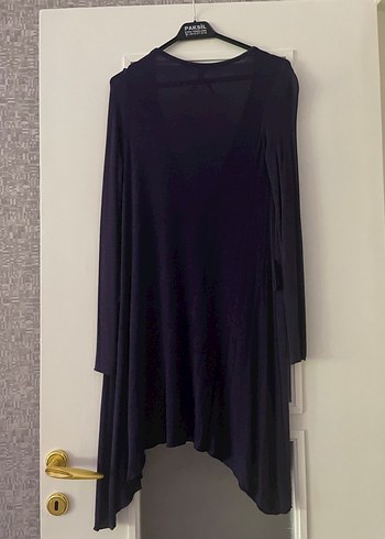 Düğmeli Uzun Kollu Mor triko Hırka - Görsel 3