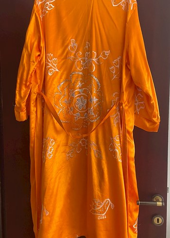 Parlak Turuncu Uzun Bohem Kadın Sabahlık - Görsel 2