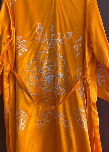 Parlak Turuncu Uzun Bohem Kadın Sabahlık - Görsel 3