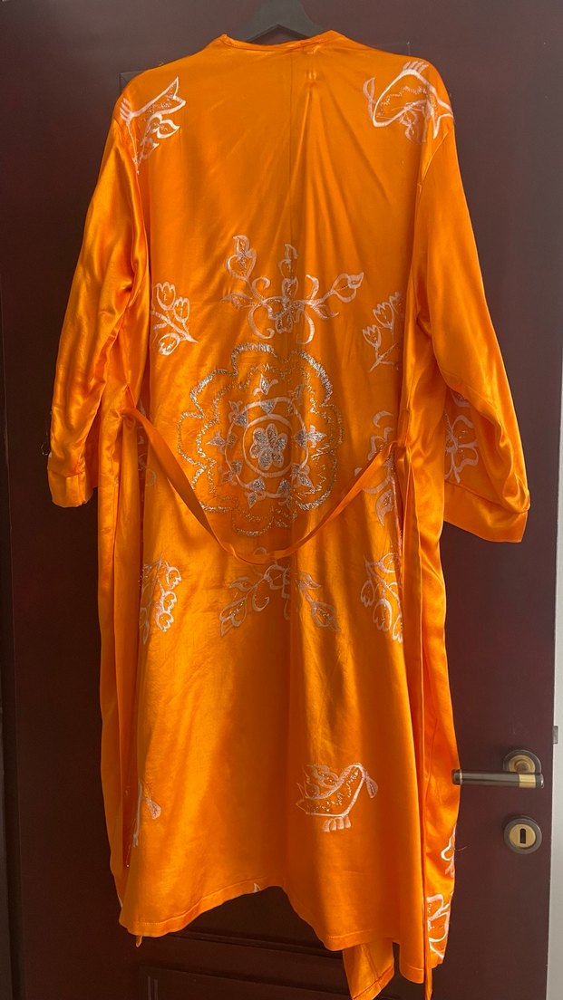 Parlak Turuncu Uzun Bohem Kadın Sabahlık - Görsel 2