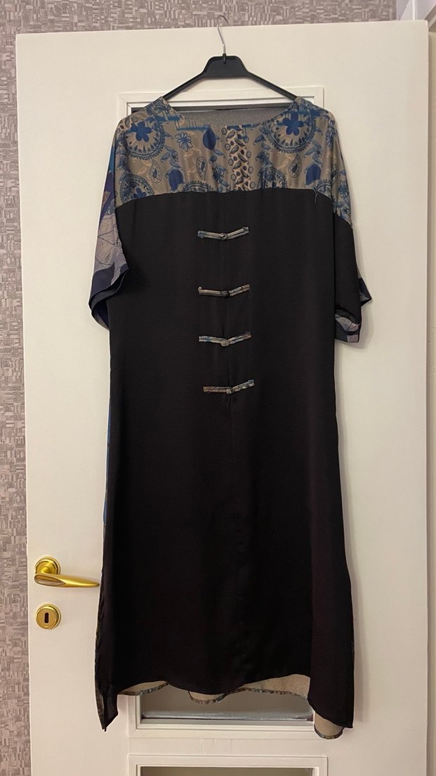 Mavi Desenli Bohem Uzun Elbise - Görsel 2