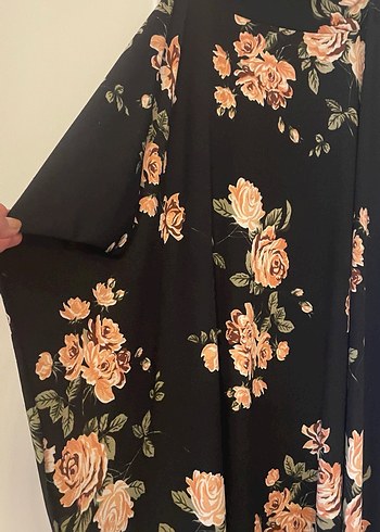 Siyah Çiçekli Uzun Bohem Etek - Görsel 2