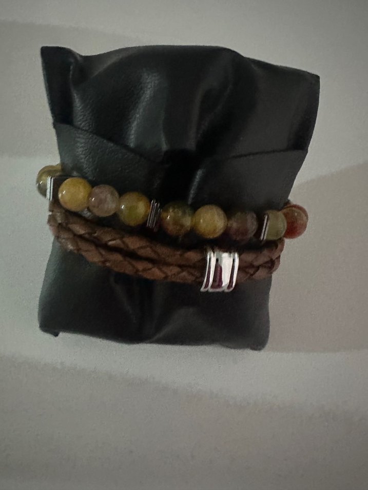 Bohem Tarzı Boncuklu ve Örgü Erkek Bileklik Seti - Görsel 3