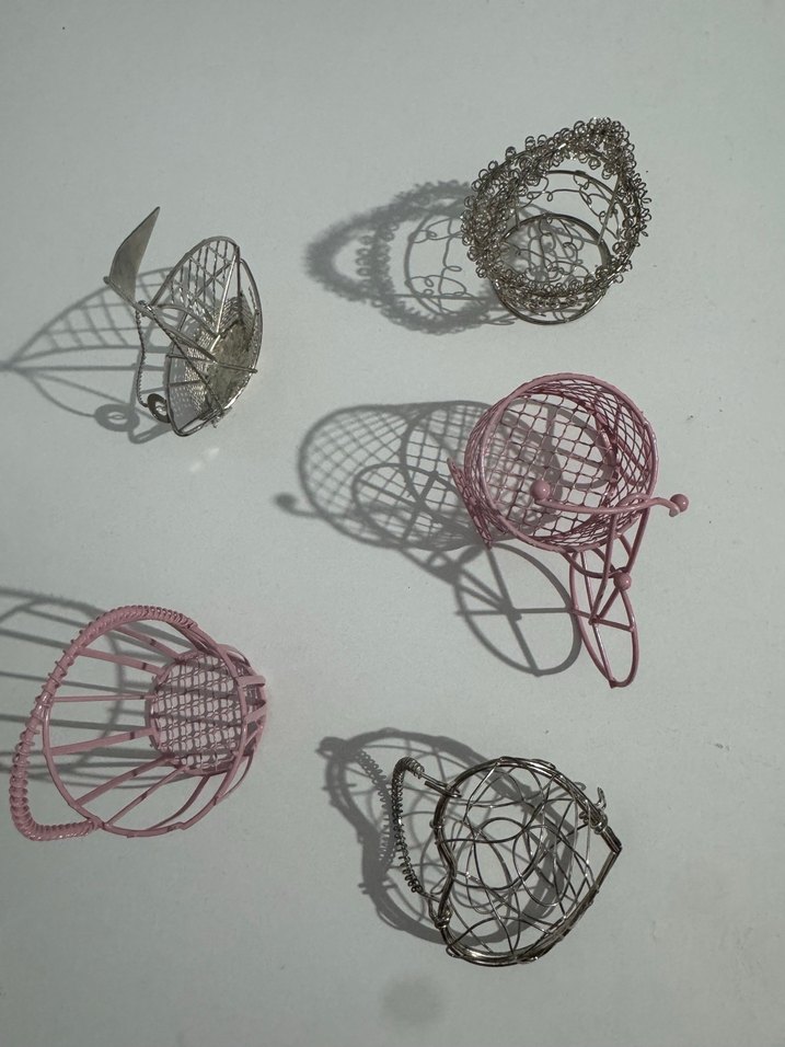 Pembe ve Gri Tel Sepet Seti - Görsel 2