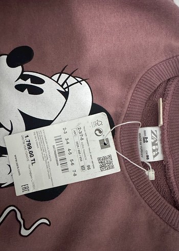 SIFIR ZARA Kız Çocuk Uzun Kollu Pembe Baskılı Sweatshirt - Görsel 3