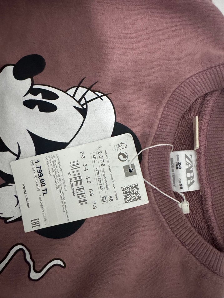 SIFIR ZARA Kız Çocuk Uzun Kollu Pembe Baskılı Sweatshirt - Görsel 3