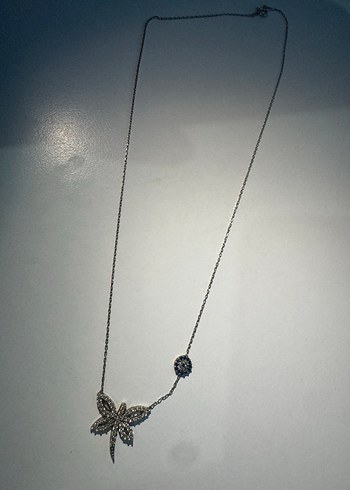 Payetli Kelebek Mini 925 Gümüş Kolye - - Görsel 2