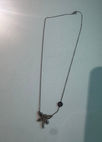 Payetli Kelebek Mini 925 Gümüş Kolye - - Görsel 3